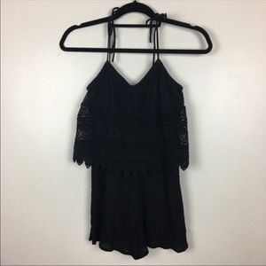 Black lace detail romper